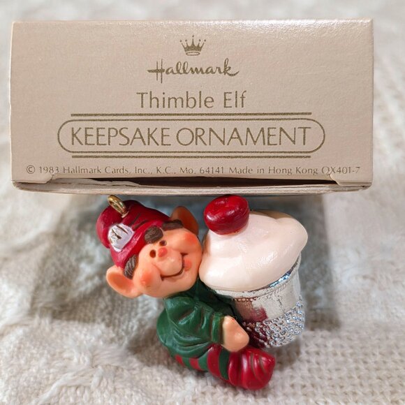 1983 Hallmark Keepsake Ornament Thimble Elf #6 Ice Cream Holiday Christmas NIB - Picture 9 of 11